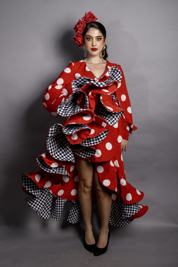 Bata Flamenca Roja con Lunares Blancos - Imagen 3