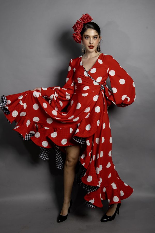 Bata Flamenca Roja con Lunares Blancos - Imagen 2
