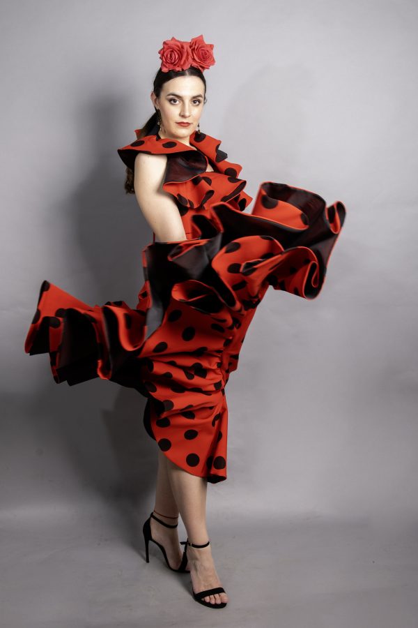 Vestido flamenca rojo lunares negros
