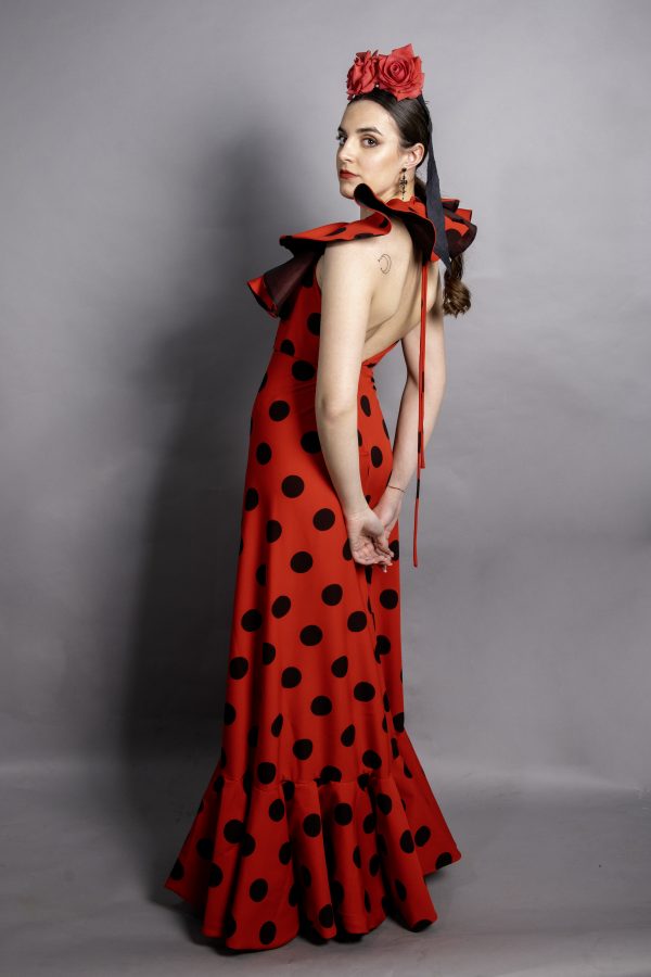 Vestido flamenca rojo lunares negros