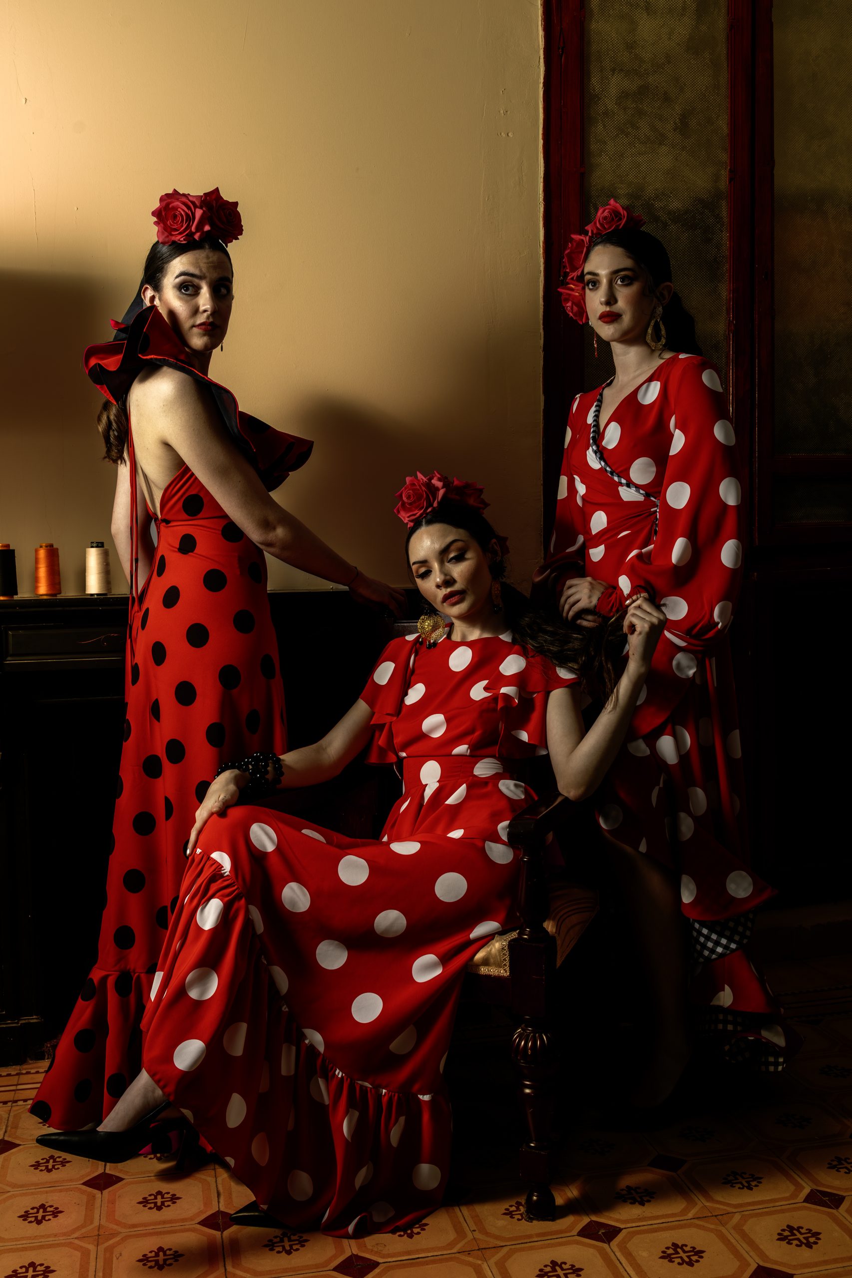 Vestidos flamenca rojo con lunares