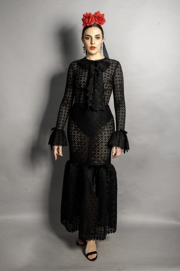 Vestido flamenca negro trasparencias
