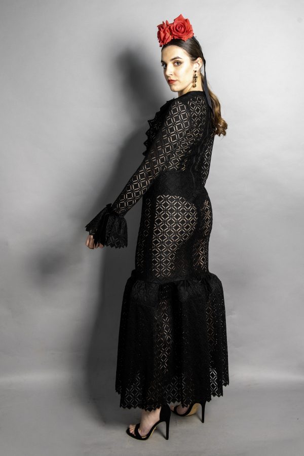 Vestido flamenca negro trasparencias