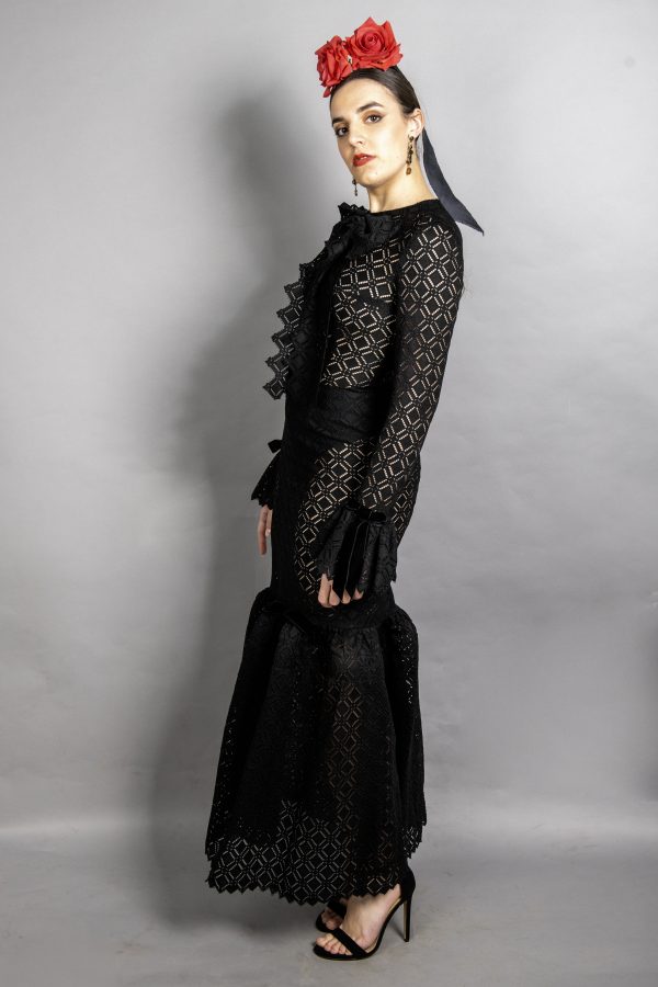 Vestido flamenca negro trasparencias
